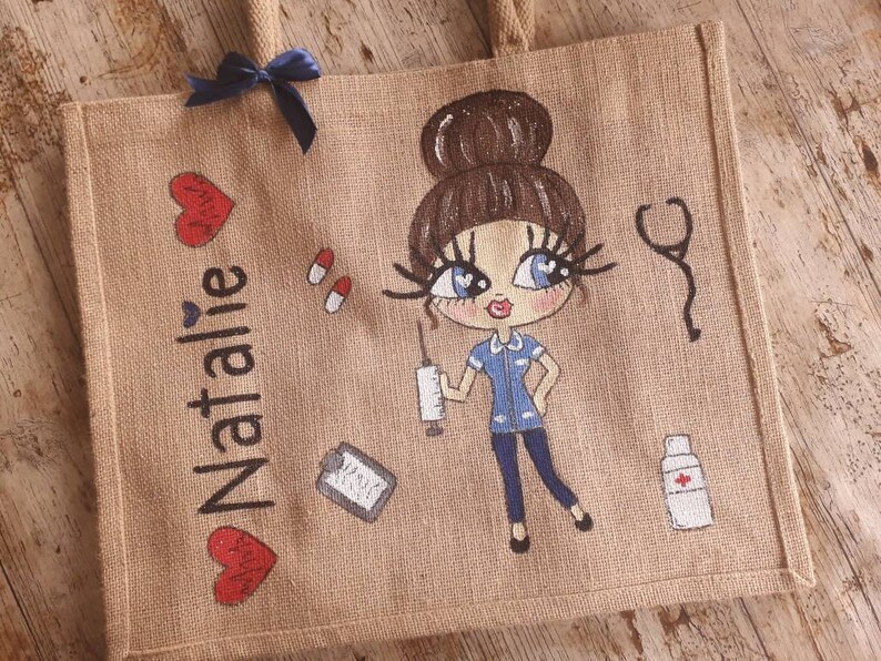 Personalised Nurse Jute Bag Etsy UK