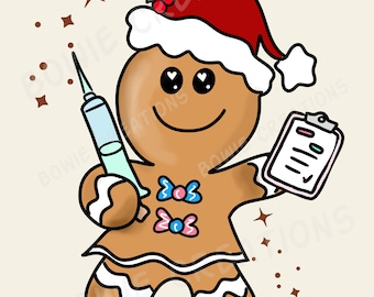 Christmas Nurse Gingerbread PNG graphic