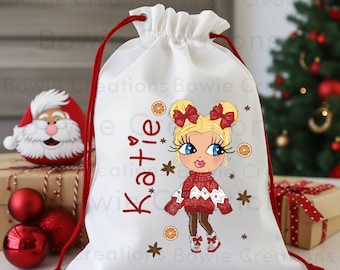 Cute winter girl doll character fashion christmas clipart png file for kids sublimation