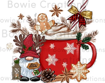 Hot Cocoa Gnome png, Christmas Gonk PNG for Sublimation, Christmas Gnome
