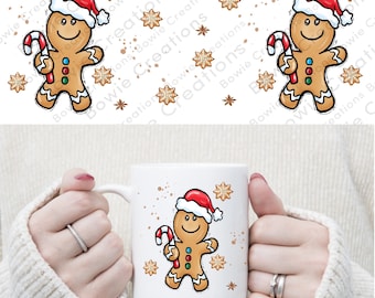 Christmas Mug png, Christmas Mug Wrap png file for sublimation, Gingerbread Christmas Mug