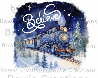 North Pole Christmas Train PNG Clipart, Believe in the magic of Christmas digital download