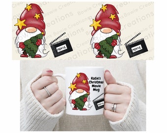 Christmas Eve gonk gnome movie watching mug wrap sublimation design png clip art file