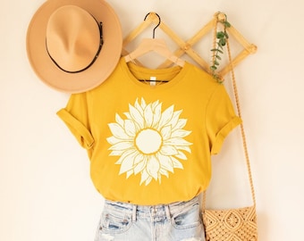 Sunflower T-shirt, Wildflower shirts, Woman's Summer Tee
