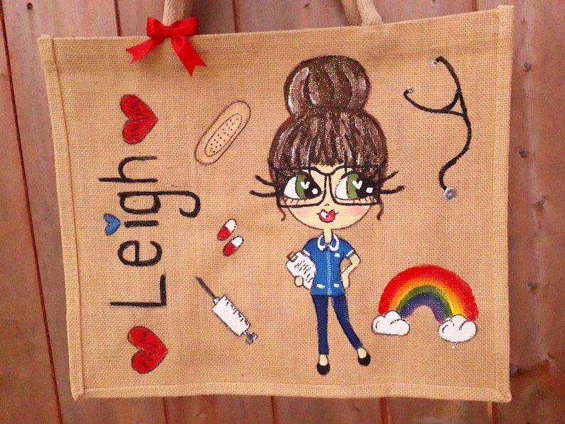 Personalised Nurse Jute Bag image 1