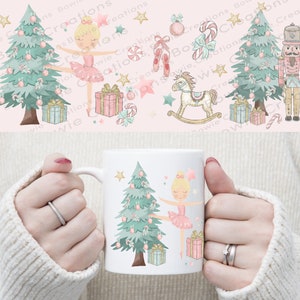Caneca de Natal PNG Design para sublimação, caneca de Natal quebra-nozes, embrulho de caneca de Natal