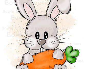 Bunny Carrot PNG for Sublimation, Easter Rabbit Clipart, Easter Designs