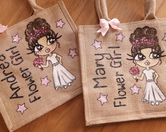 Personalised Flower Girl Bag, Jute Bag, Flower Girl Gift, Wedding Jute Bag, Bridesmaid