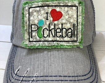 Trucker Hat | Pickleball | Pickleball hat | Initial Hat | Distressed Patch Baseball Caps