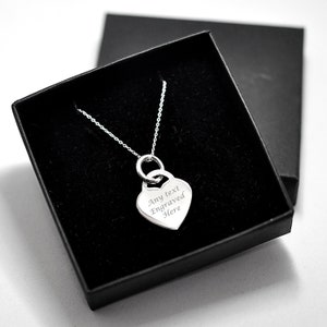 Personalised Engraved Sterling Silver 925 Heart Pendant Necklace. Anniversary, Birthday, Bridesmaid Gift