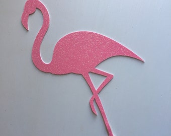 Pink Glitter Flamingo Cake Topper
