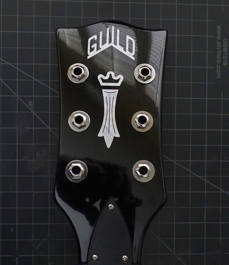 Guild Chesterfield Logo Guitar Headstock Logo Vinyl Sticker Decal MOP