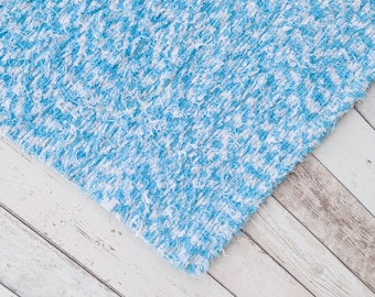 Blue Turquoise Rug 60x120 cm (2' x 4' ft) Blue Rug , Bedside Area rug, Kid rugs, Doormat, Cotton ,Eco-Friendly , Washable. small runner