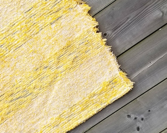 Yellow Rug. 140x200 cm. (4'6 x 6'6) Bedroom rug, living room rug, boho rug, ragrug, Area rug, Rugs, Handwoven, Kids play mat, nursery rug
