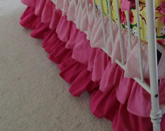 Items Similar To Coral Ombre Ruffle Crib Skirt On Etsy
