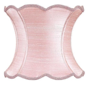 Lamp Shade - X-Large - Scallop Hourglass - Pink Faux Silk