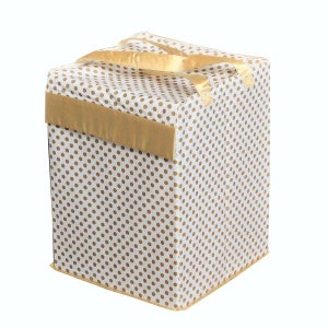 Metallic Fabric Collapsible Cotton Storage Basket | Gold Small Dots