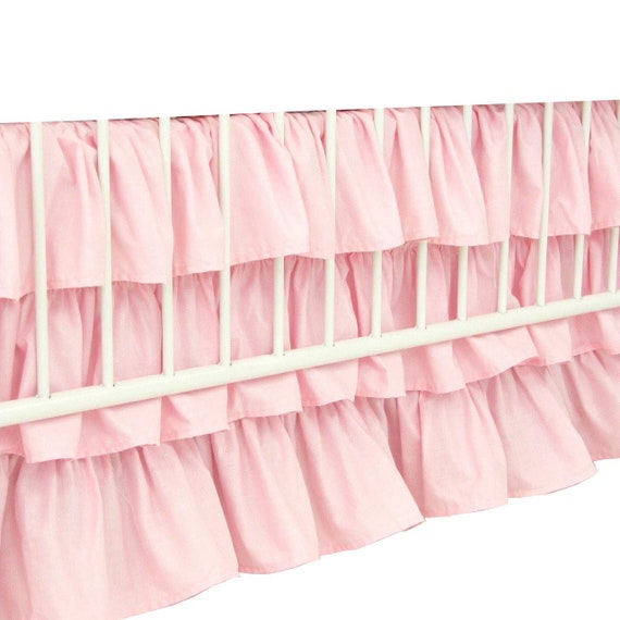 Pink Waterfall Crib Skirt Ruffled Crib Skirt 3 Tier Dust Etsy