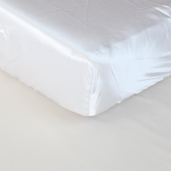 Fitted Crib Sheet White Satin Unisex Baby Bedding Bold Etsy