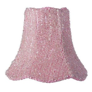 Chandelier Shade -Glass Bead on Fabric - Pink