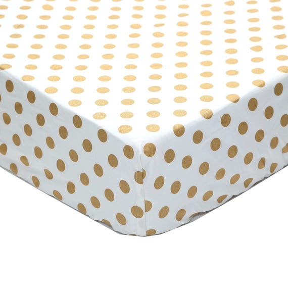 gold polka dot crib sheet