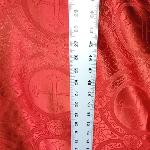 Red Metallic Church Brocade Fabric - By the yard