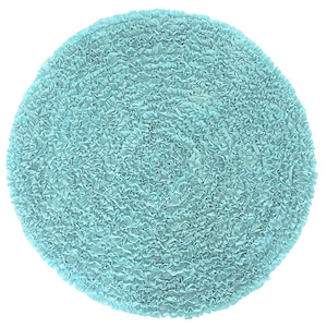 Clearance 5 Ft Round Washable Cotton Knit Fabric Ruffle Rug - Nursery Rugs - Gathered Ruffles (Aqua)