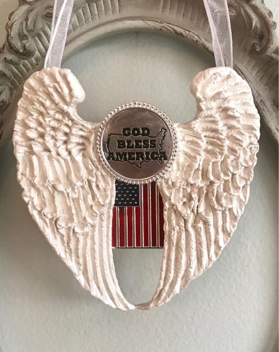 Download Free Angel Wing Decor Patriotic Guardian Angel Hand Sculpted Angel Etsy SVG Cut Files