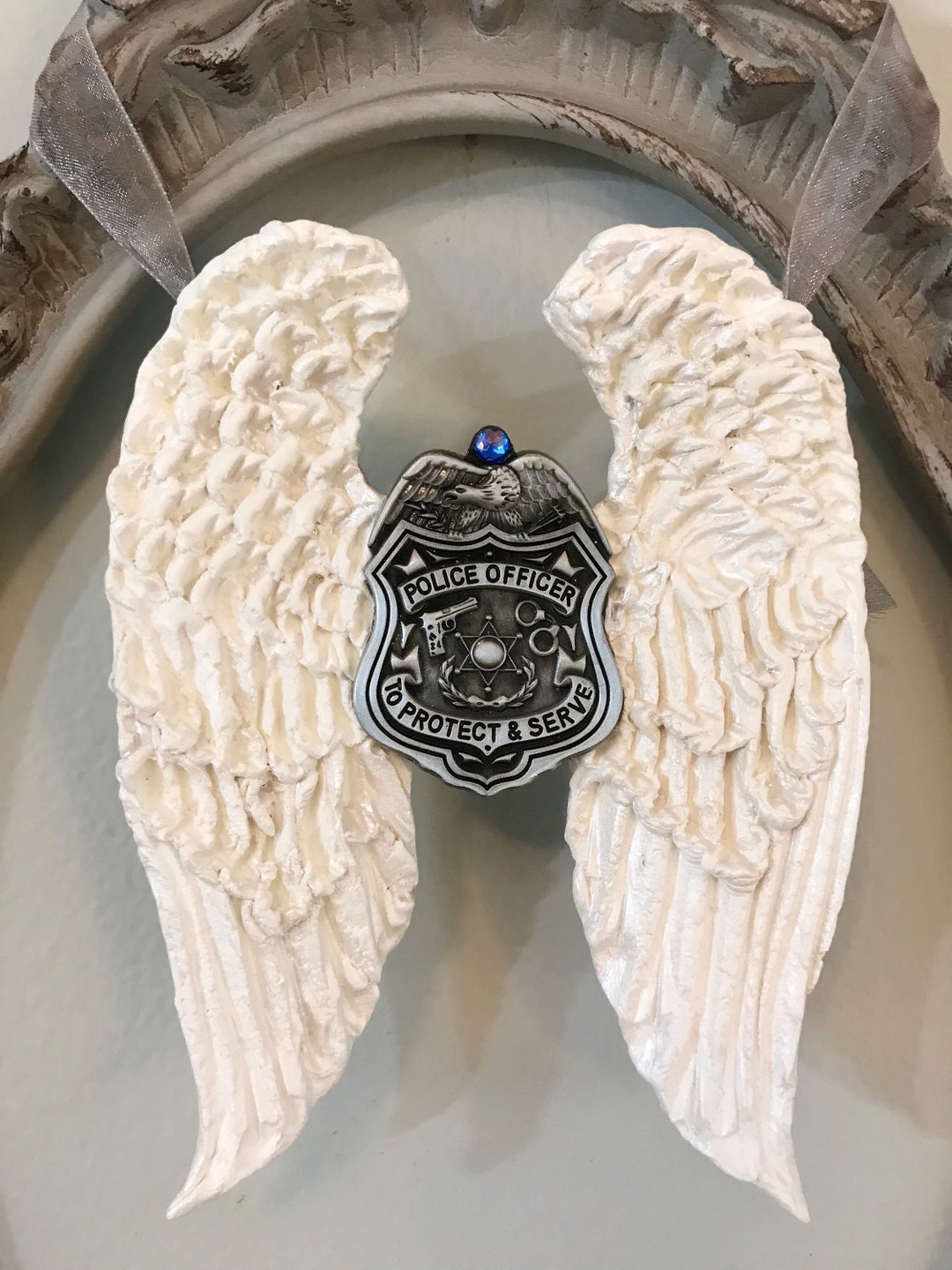 Police Officer Angel Wings Hand Sculpted From Clay Guardian Etsy