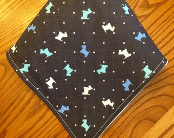 Baby Bandana Bib - blue scottie/westie dogs