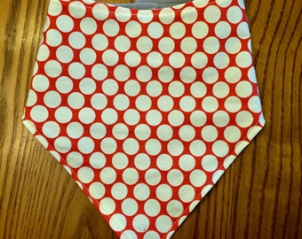 Baby Bandana Bib - Red with light yellow dots