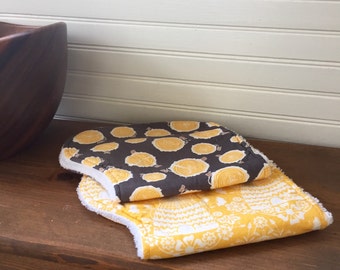 Contoured Burp Cloth - bees & bark, set of 2