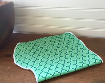 Contoured Burp Cloth - moroccan green tiles