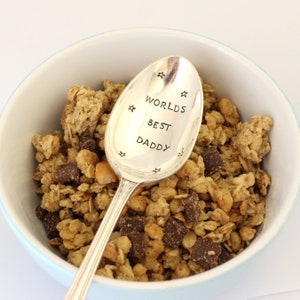 Personalised Cereal Spoon - Personalised Breakfast Spoon - Bespoke Vintage Silver Spoon - Custom Hand Stamped Spoon  - Foodie Gift