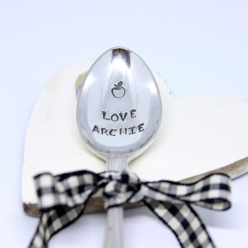 A vintage silver teaspoon with your message
