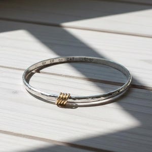 3 to 6 Ring Personalised Silver Family Bangle: Gold and Silver Rings for Each Family Member