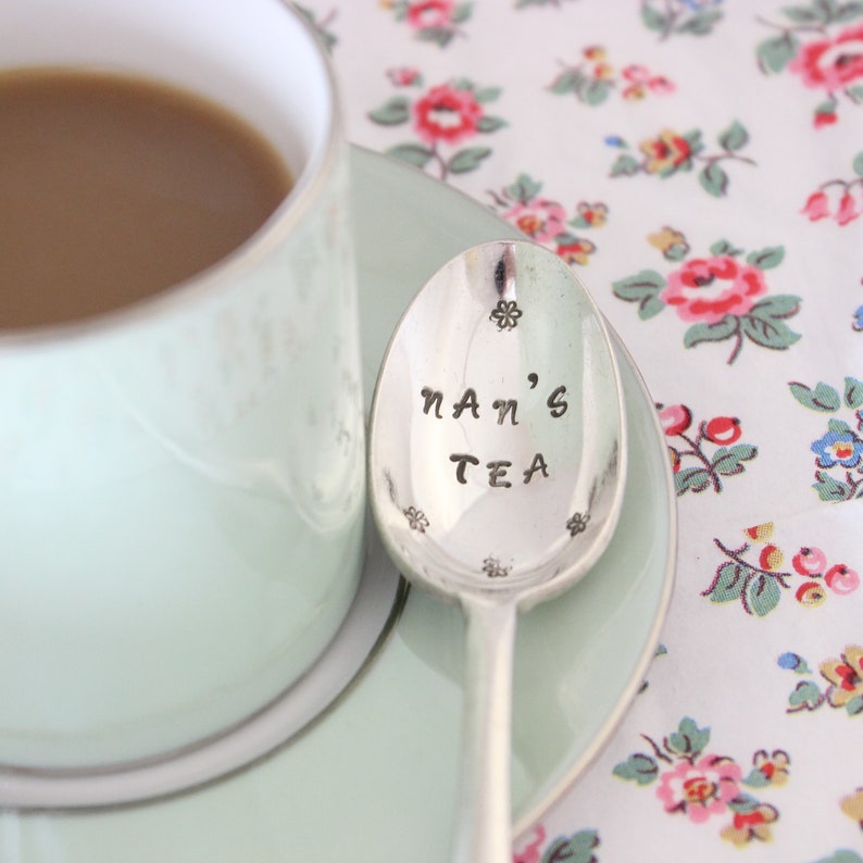 Personalised vintage teaspoon with your message stamped into the bowl