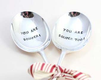Personalised Soup Spoon -  Custom Silver Spoon - Hand Stamped Vintage Spoon - Foodie Gift - Your Message Present  - Gift for Grandparent