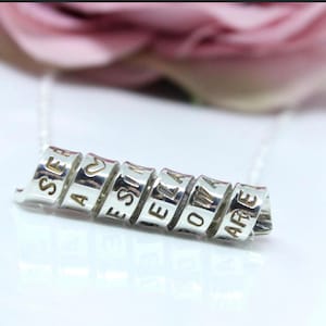 Personalised Sterling Silver Spiral Necklace With Your Message Stamped onto Spiral  -  Personalised Silver Scroll on a Silver Necklace