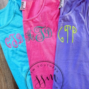 Surprise comfort color tanks with monogram, Summer Fun