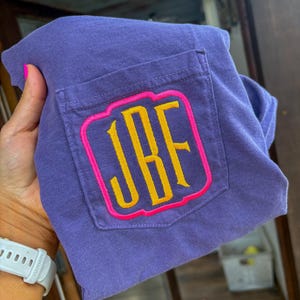 Monogram Initial pocket tee-Comfort Colors, Summer