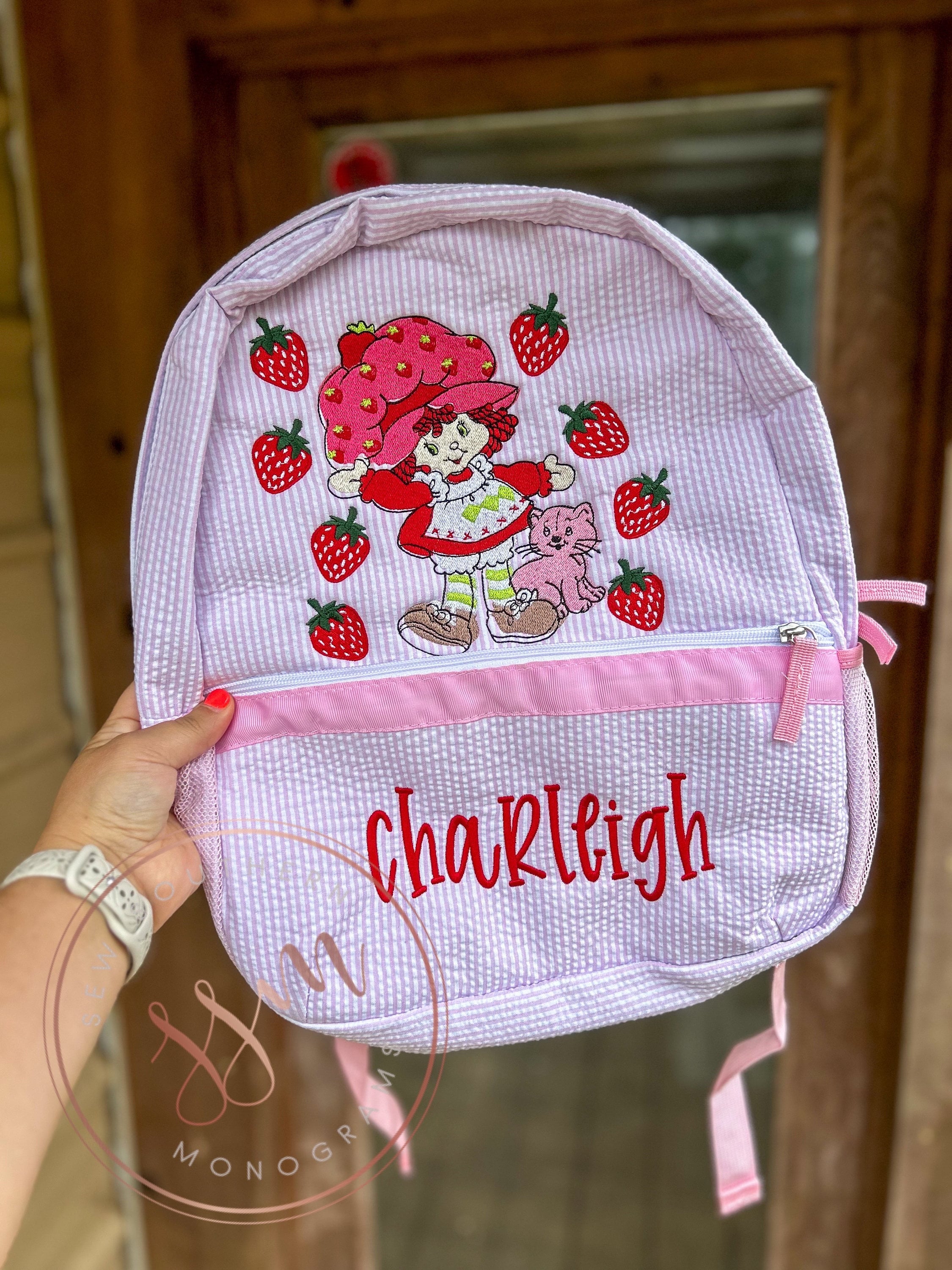 Vintage Cherry Beach Summer Strawberry Shortcake Inspired Cooler Backpack Strawberries and Summer Cooler Bag, Insulated Leakproof  main image 3