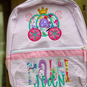 Princess carriage Seersucker Backpack, Diaper Bag,