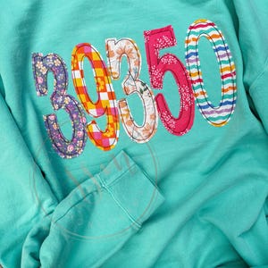 Zip code OR area code appliqued sweatshirt - sizing unisex