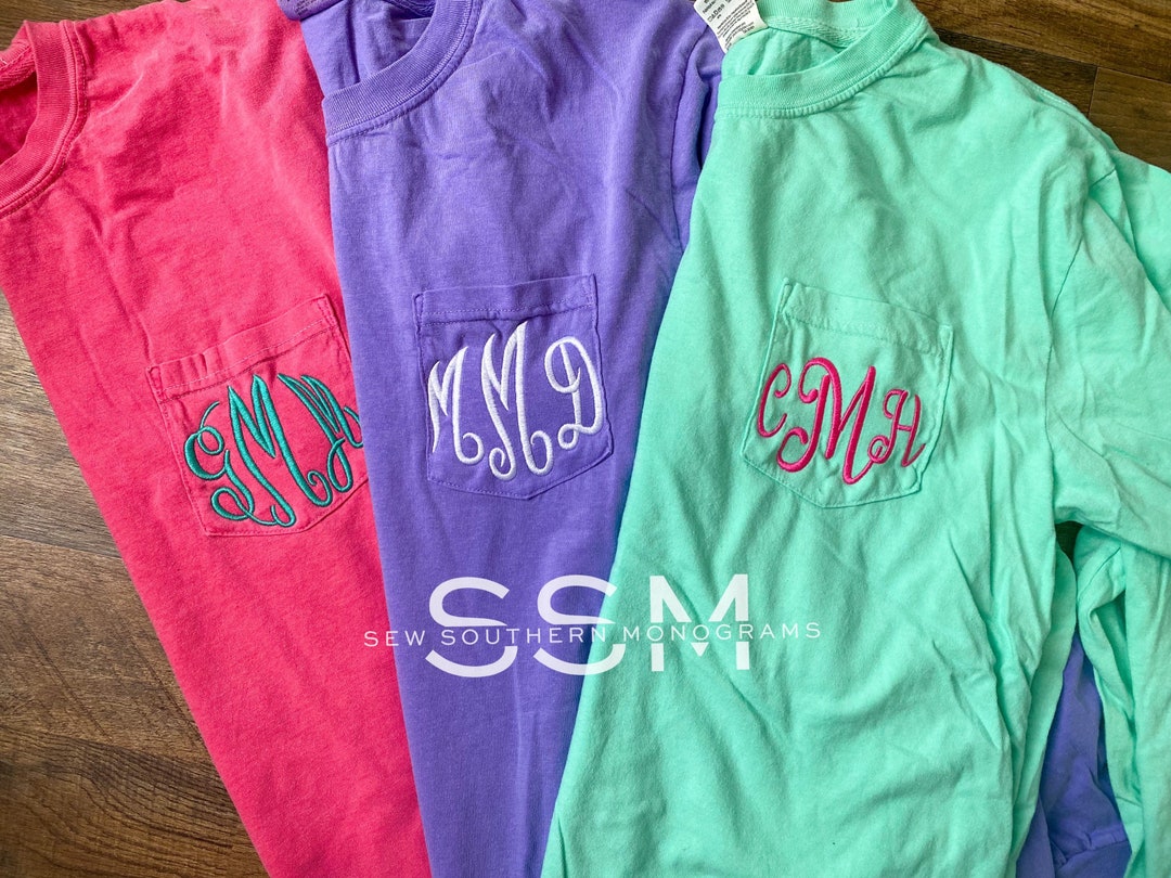 Surprise Comfort Color Pocket Tees With Monogram - Etsy