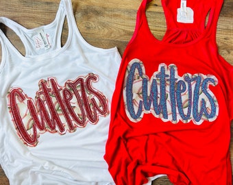 Custom baseball Tanks - double script team names- customizable