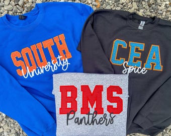 Custom glitter school mascot sweatshirt- unisex sizing