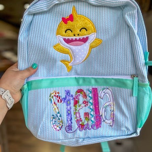 Baby shark backpack personalized hotsell