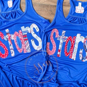 Ball Mom Tanks com número, apliques - beisebol