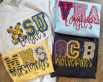 Double Raggy School Spirit tees- new mascot font